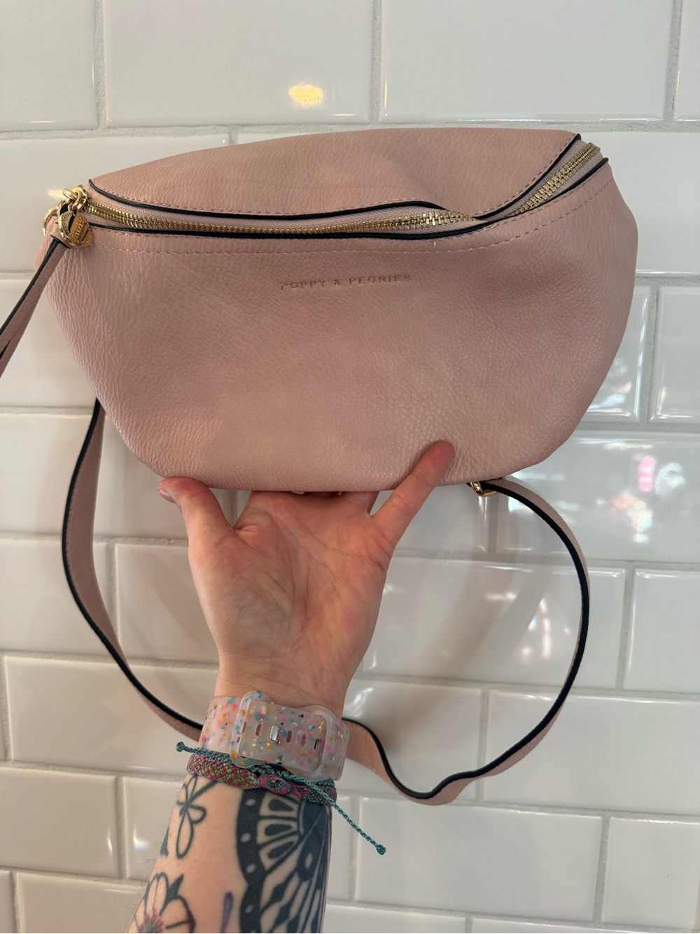 Poppy & Peonies Blush Vegan Leather Large Sidekick Bag - limited colour
